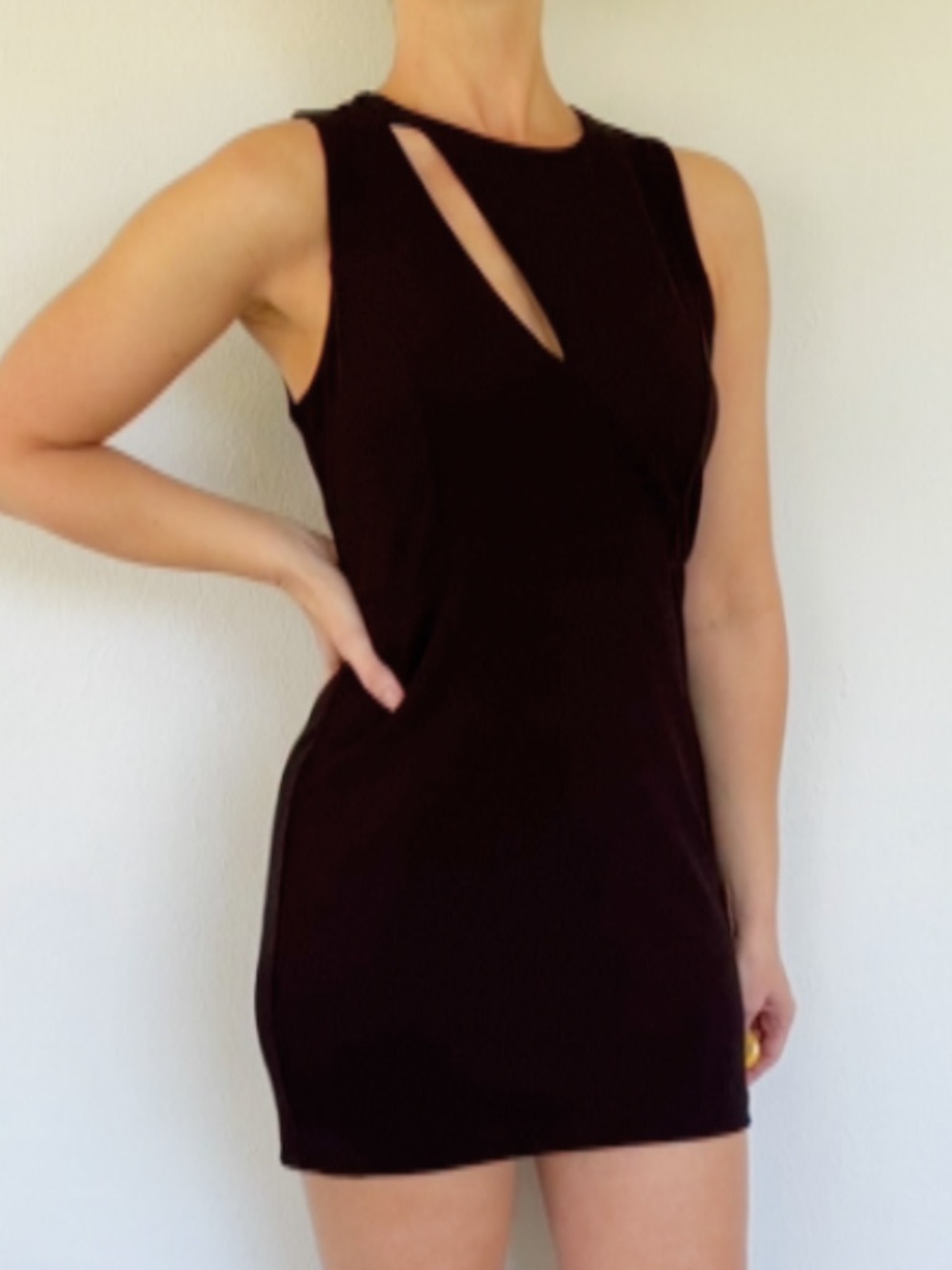 Express black cut out neckline sleeveless stretch bodycon mini dress size SP